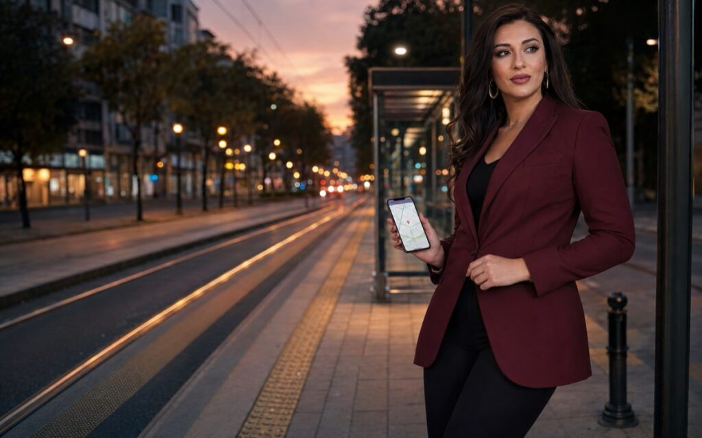 Fındıkzade profil konum bilgisi inceleyen kadın
